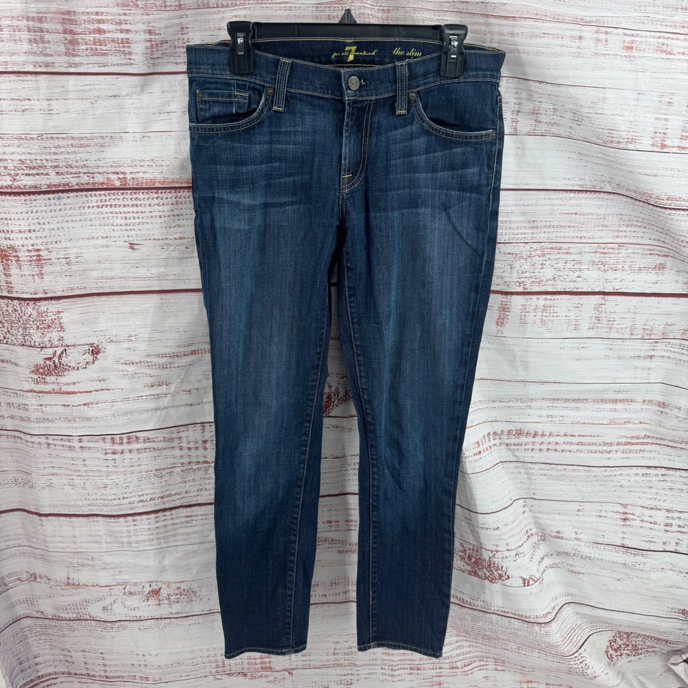 7 For All Mankind Jeans Womens Size 29 The Slim Cigarette Dark Wash Indigo Blue
